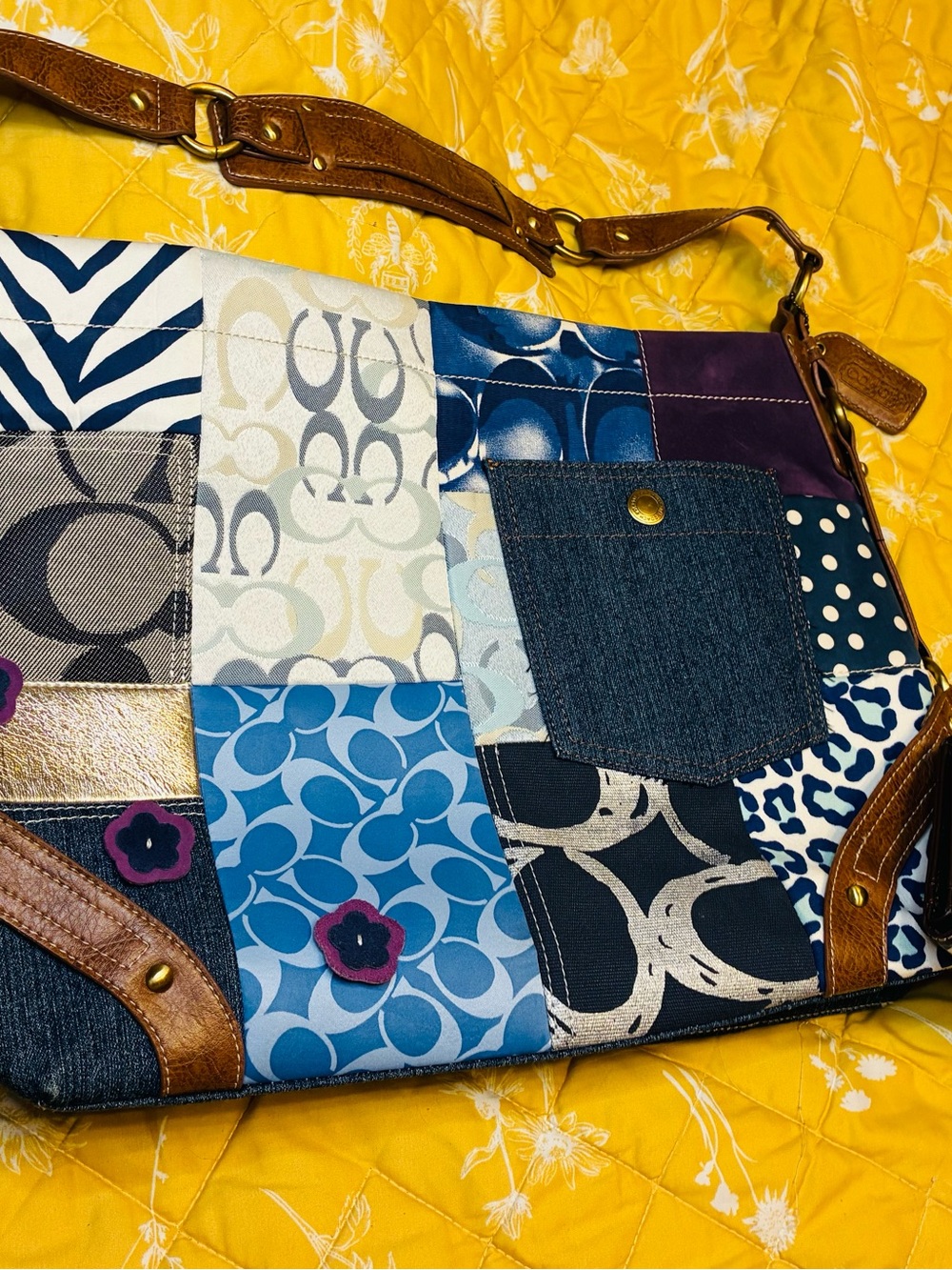 Rare coach patchwork Carly bag Y2K vintage denim number L04K – 10015